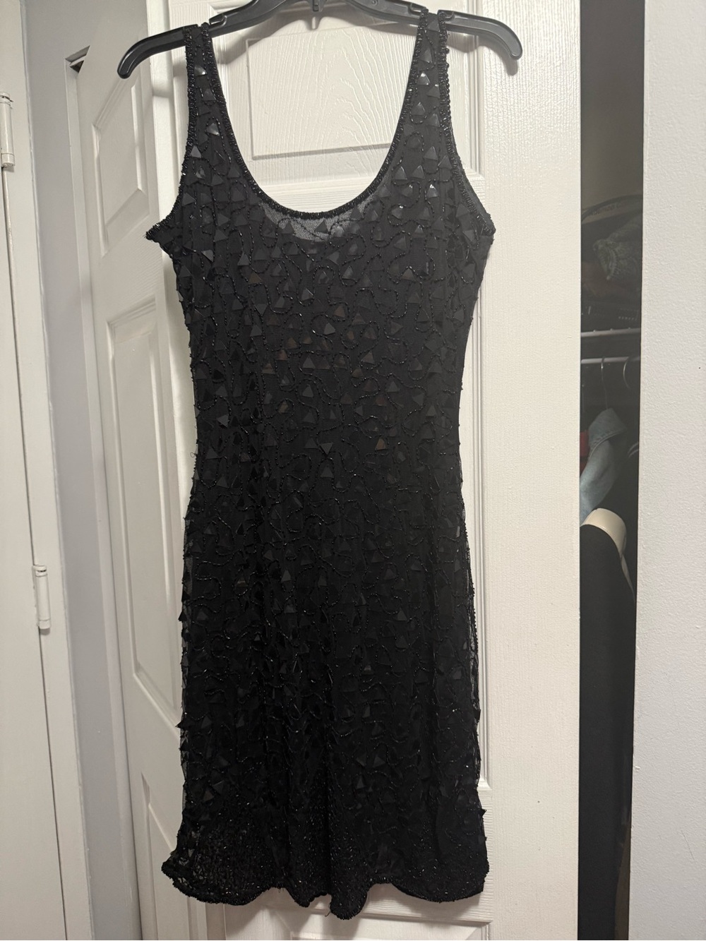 Black Beaded Sleeveless Dress - Elegant Evening Look